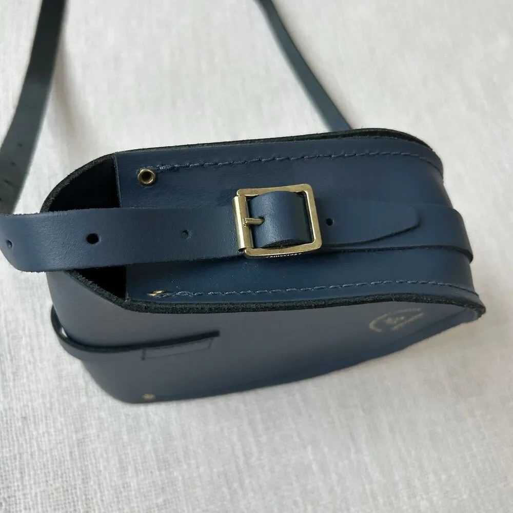 The Cambridge Satchel Company Saddle Leather Crossbody Bag in Blue Minimalist